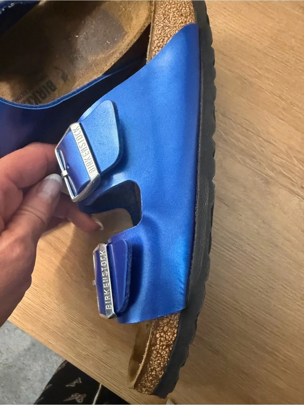 Birkenstock Metallic Blue Double Strap Sandals - Picture 5 of 10